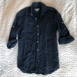 Navy Zara casual button down